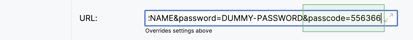 JDBC URL with the passcode from Duo application JDBC URL with the passcode from Duo application