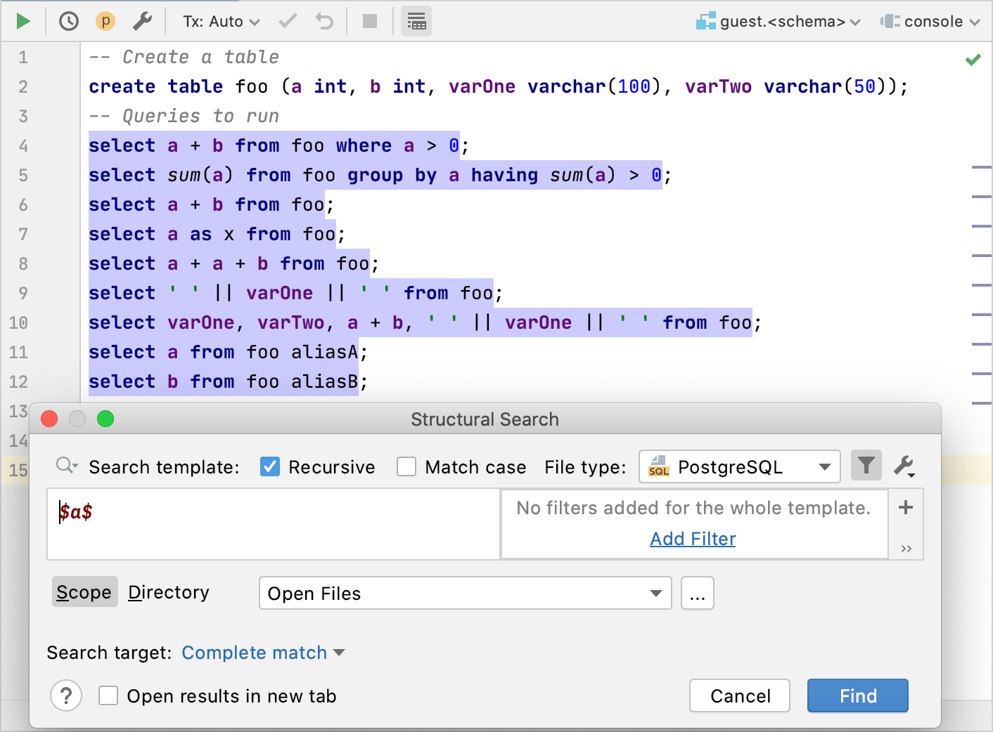 Variable without filters Variable without filters