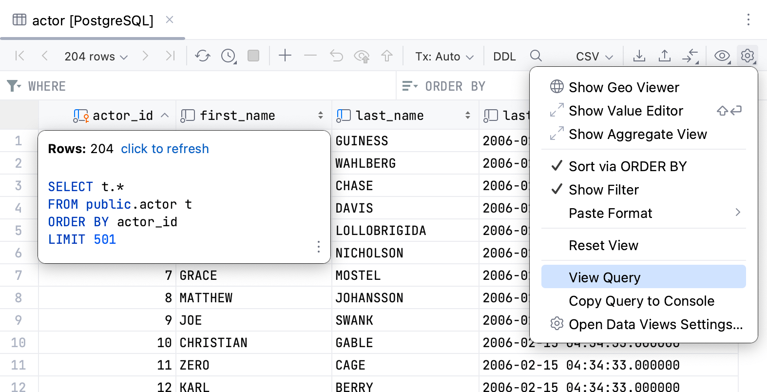 View the query that generated the table View the query that generated the table