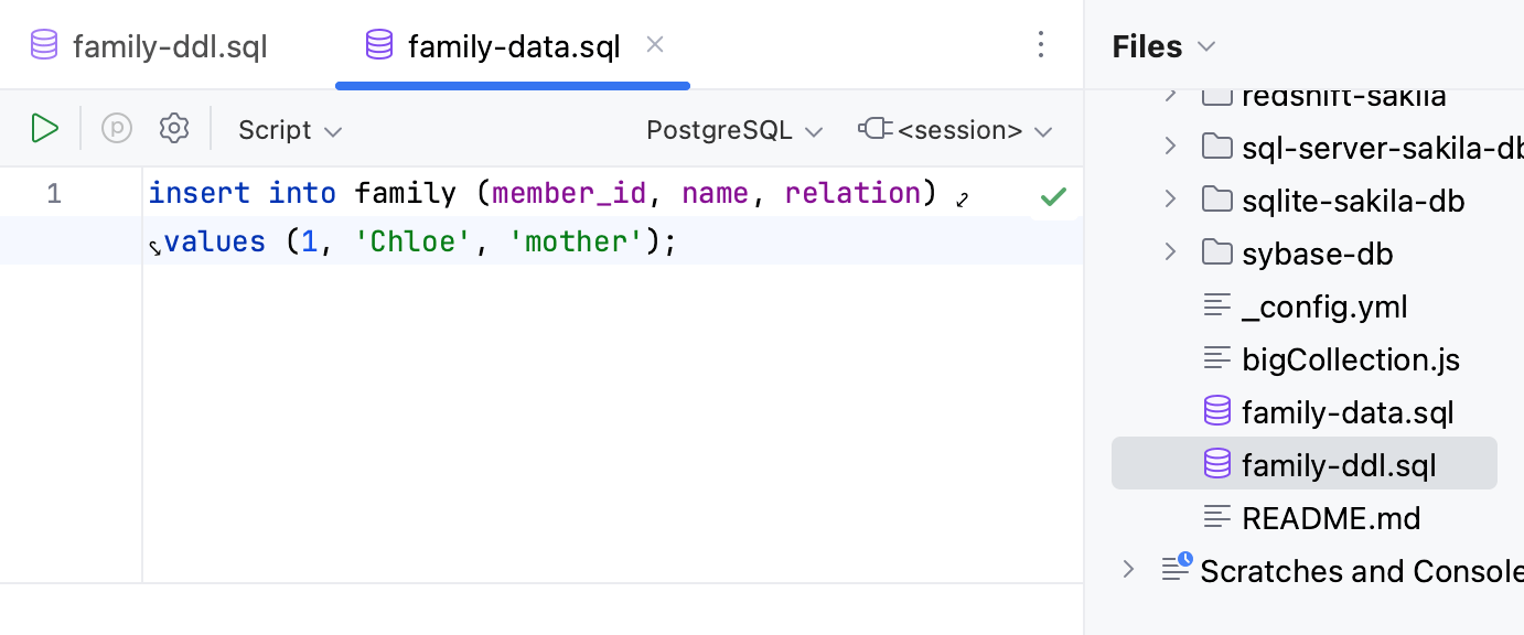 Define data for the DDL data source in the SQL file Define data for the DDL data source in the SQL file