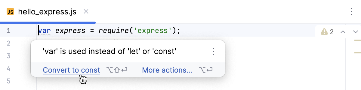 Convert var to const from a tooltip on hover Convert var to const from a tooltip on hover