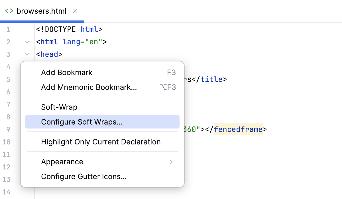 Configure Soft Wraps