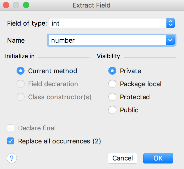 Extract Field Dialog Extract Field Dialog
