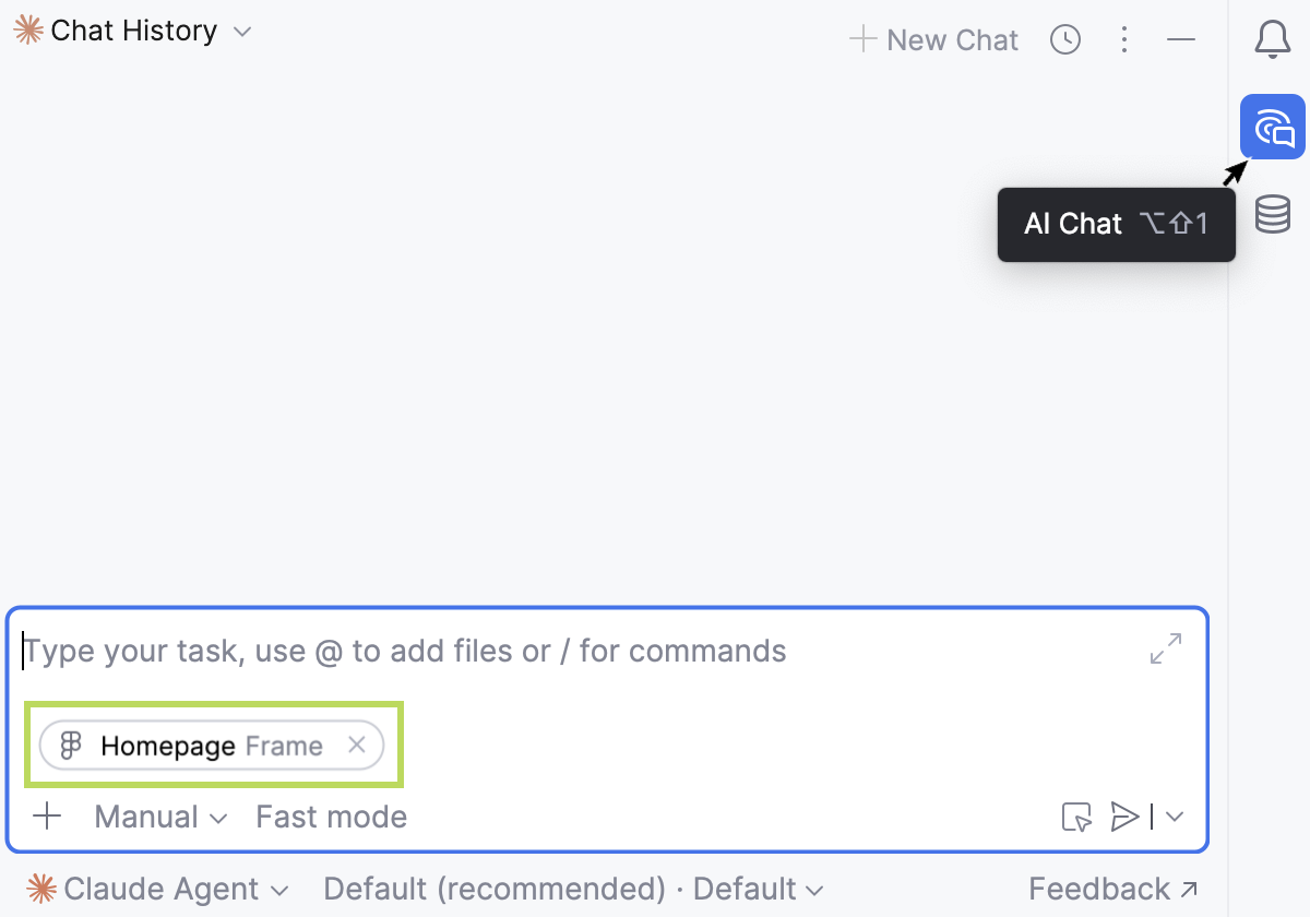 The AI Assistant chat window with its tool window icon highlighted