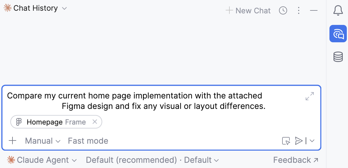 A Figma design attached to the AI Assistant chat