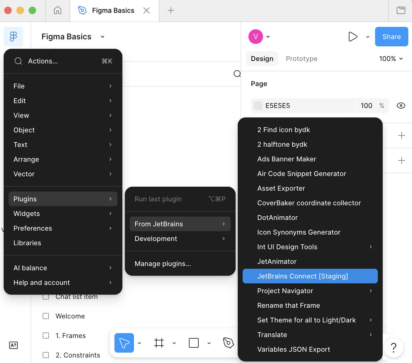 Run the JetBrains Connect plugin in Figma Desktop
