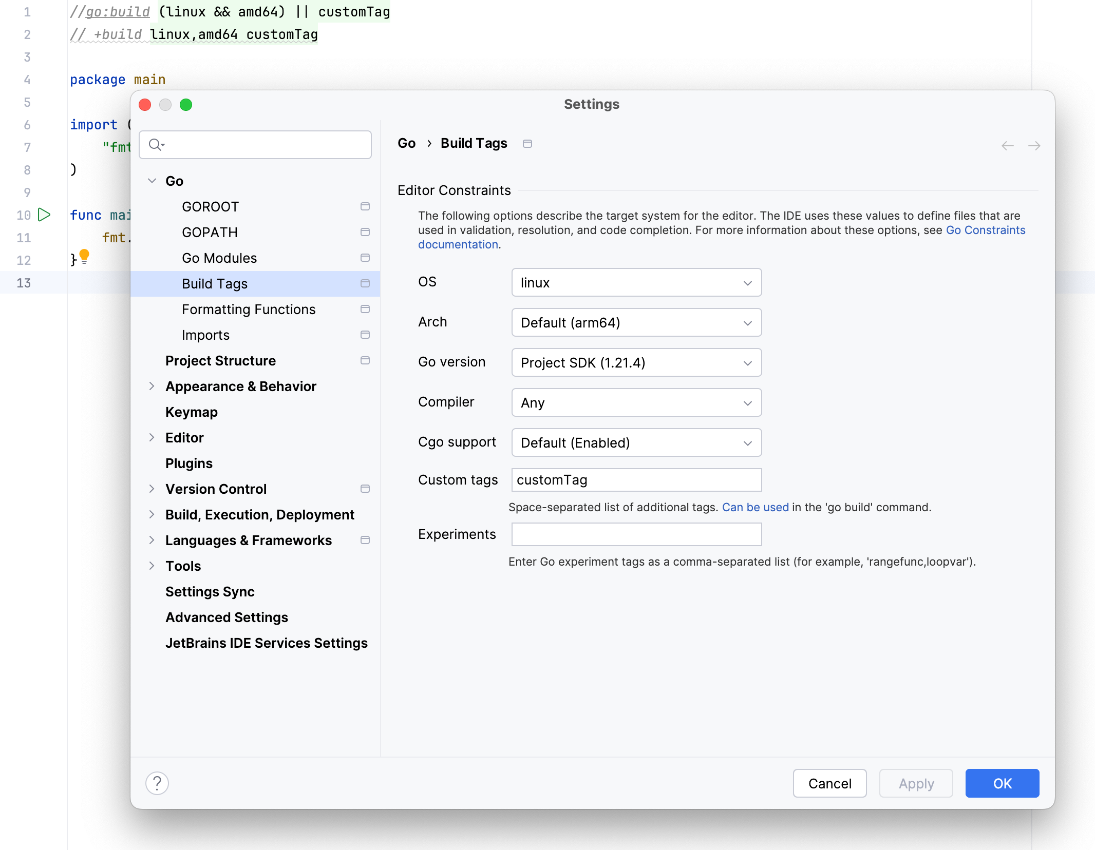 Configure build constraints for your project Configure build constraints for your project