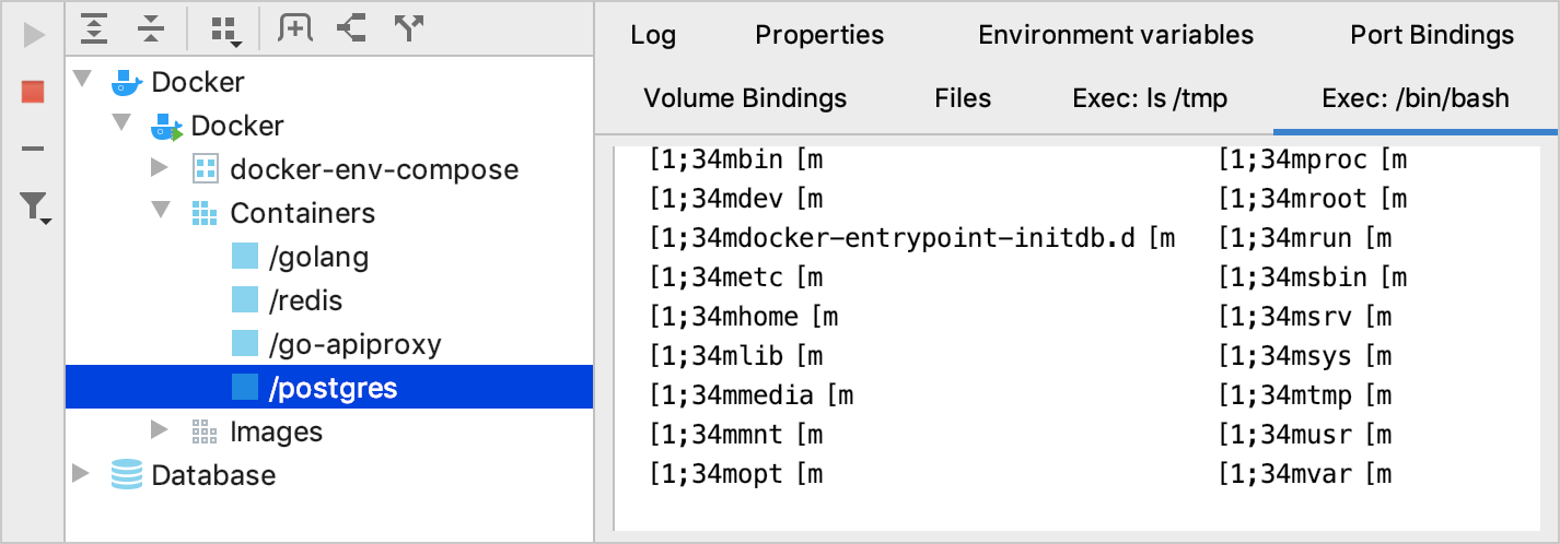 Exec 选项卡,正在运行 /bin/bash Exec 选项卡,正在运行 /bin/bash