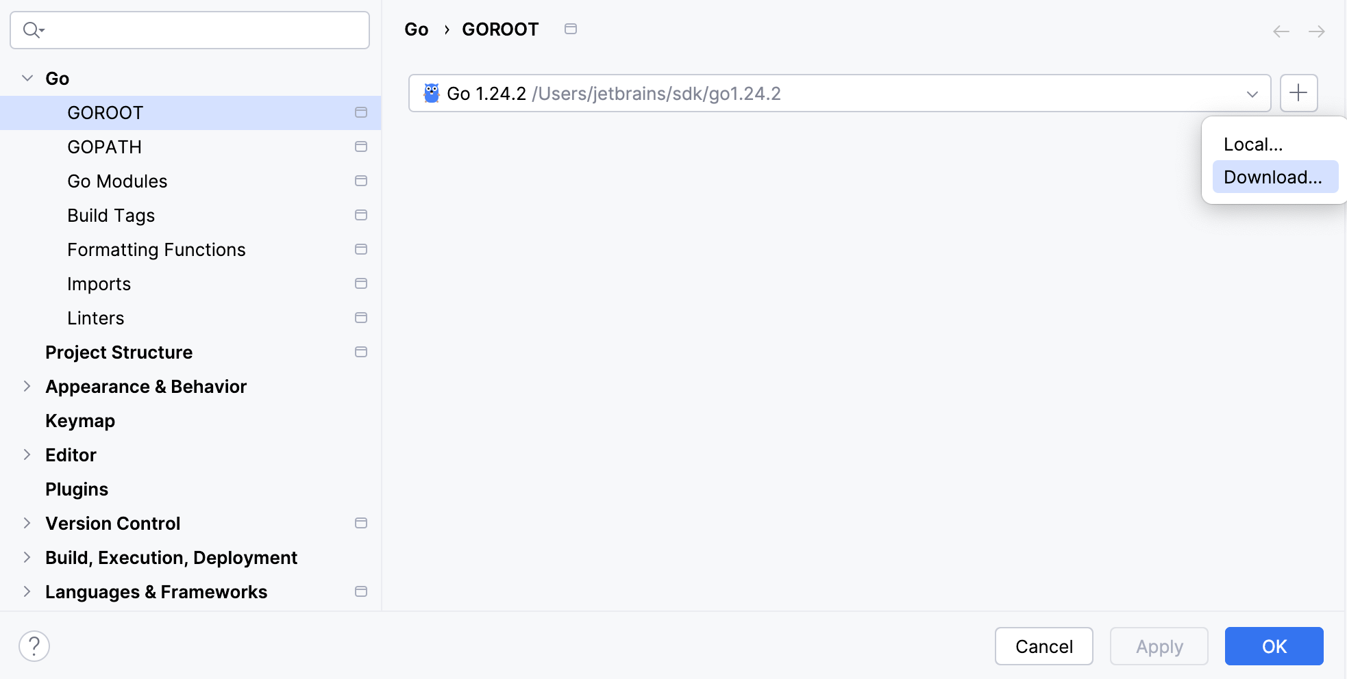 Download the Go SDK