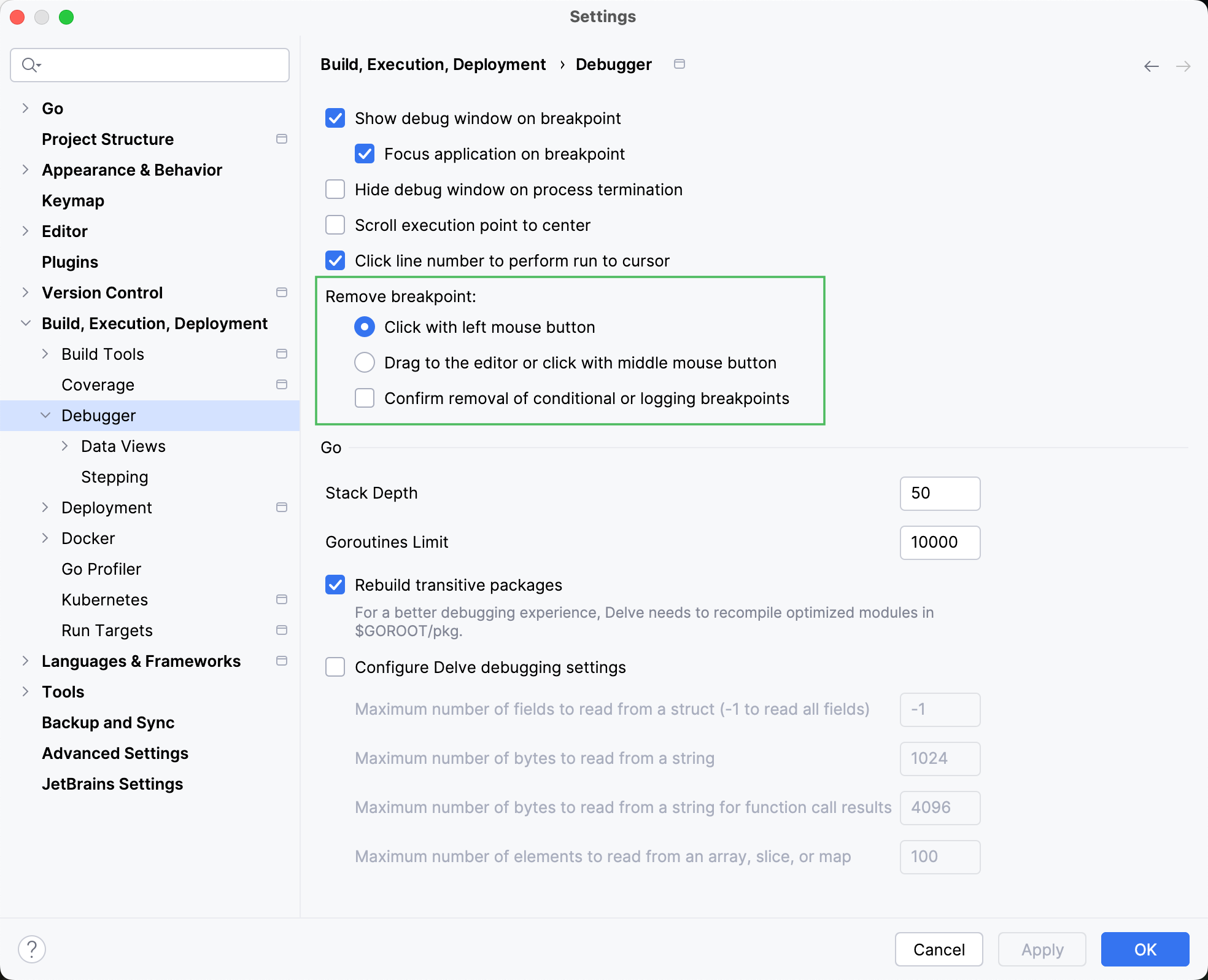 Remove breakpoints Remove breakpoints