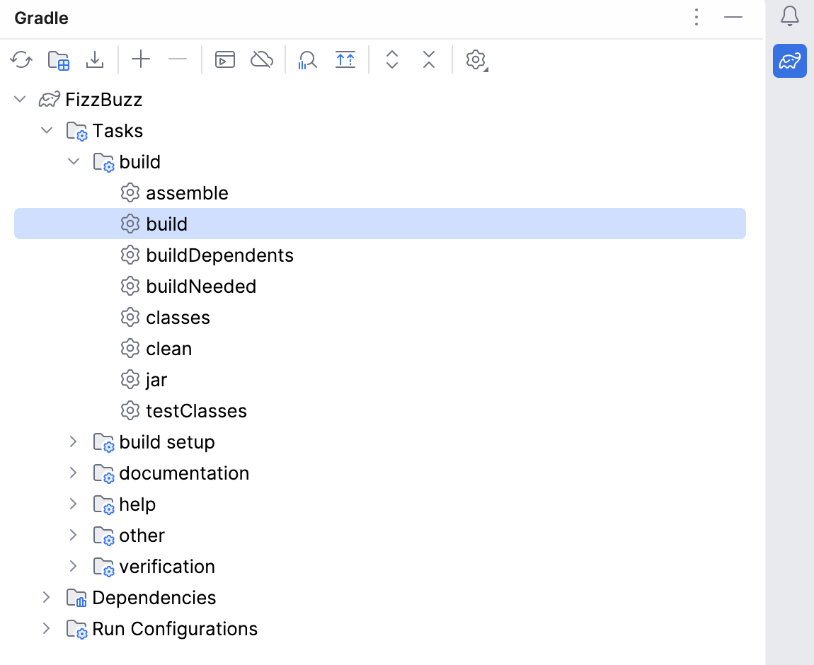 Gradle 工具窗口:构建任务 Gradle 工具窗口:构建任务
