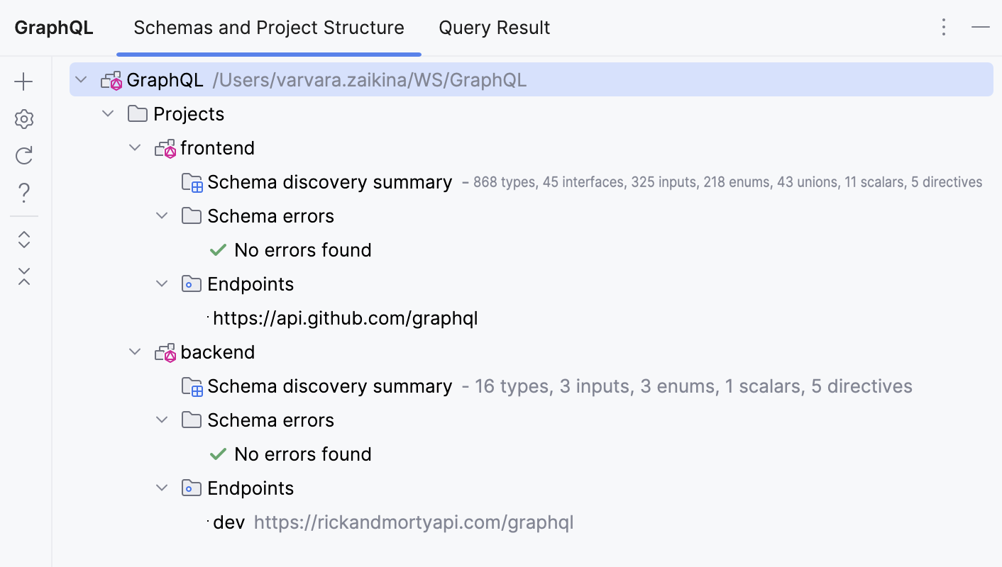 GraphQL tool window GraphQL tool window