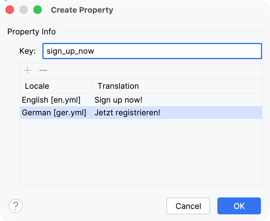 create property dialog