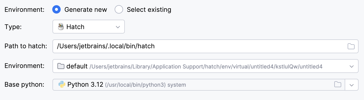 生成新的 Hatch 环境.
