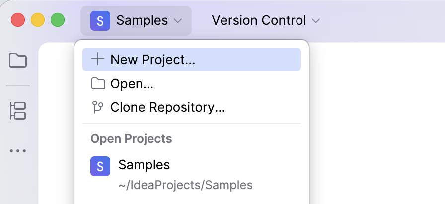 Create a new project using the Project widget Create a new project using the Project widget