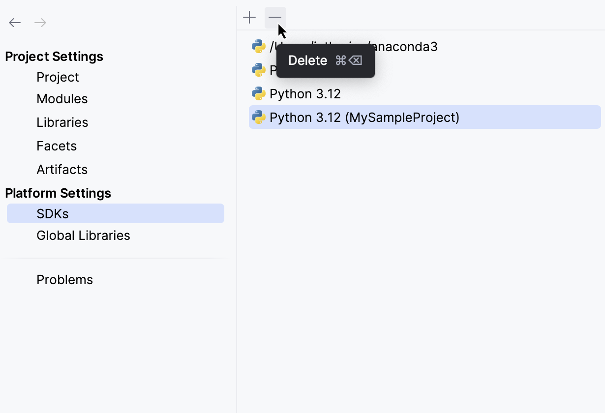 移除 Python 解释器