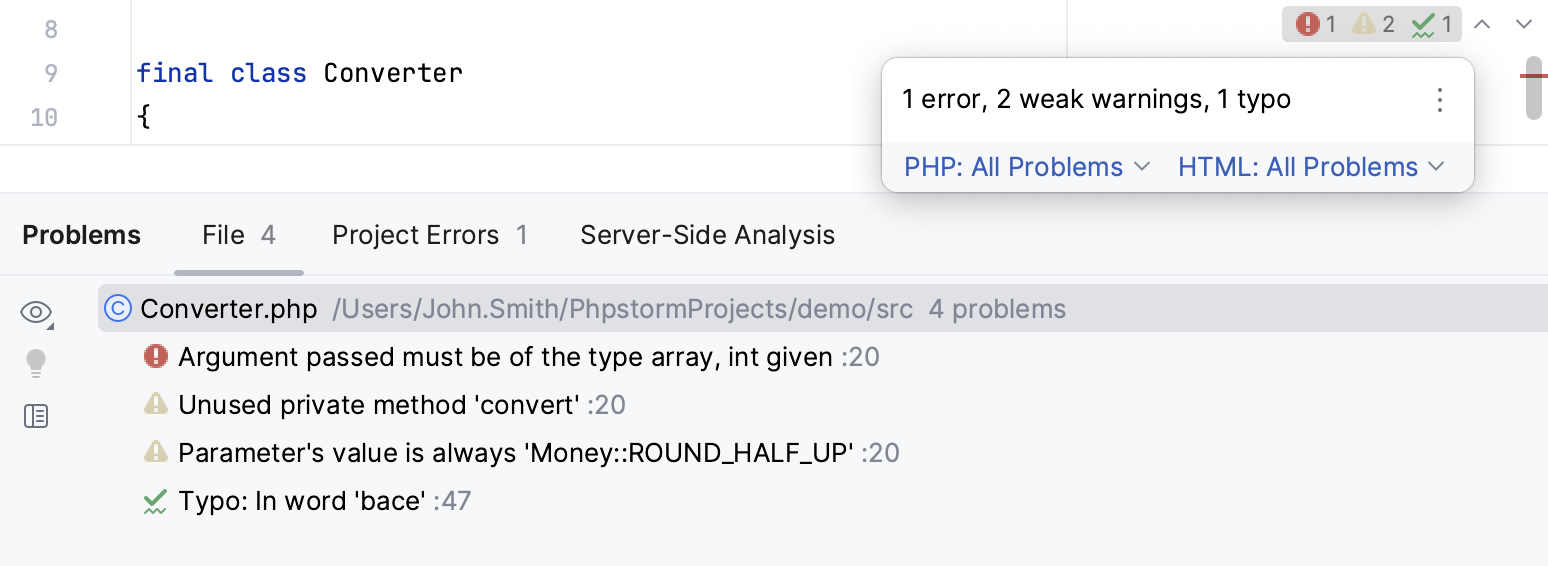 View insceptions in the editor View insceptions in the editor