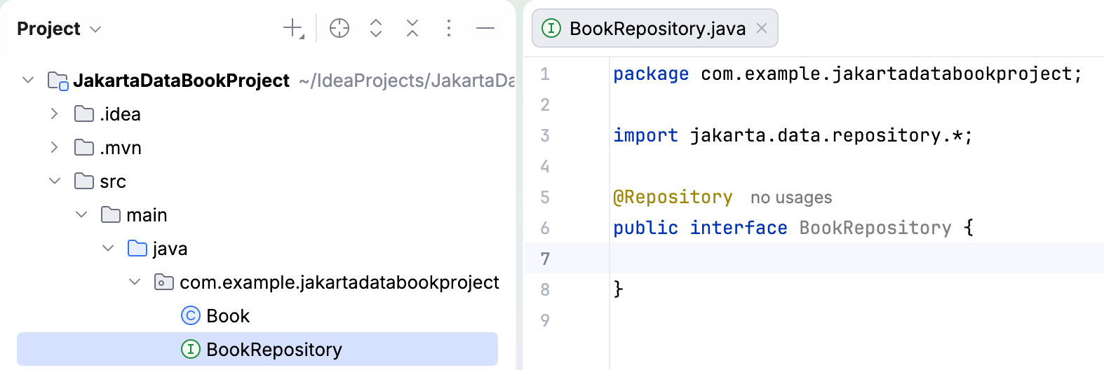 Created interface with a Repository annotation and import Created interface with a Repository annotation and import