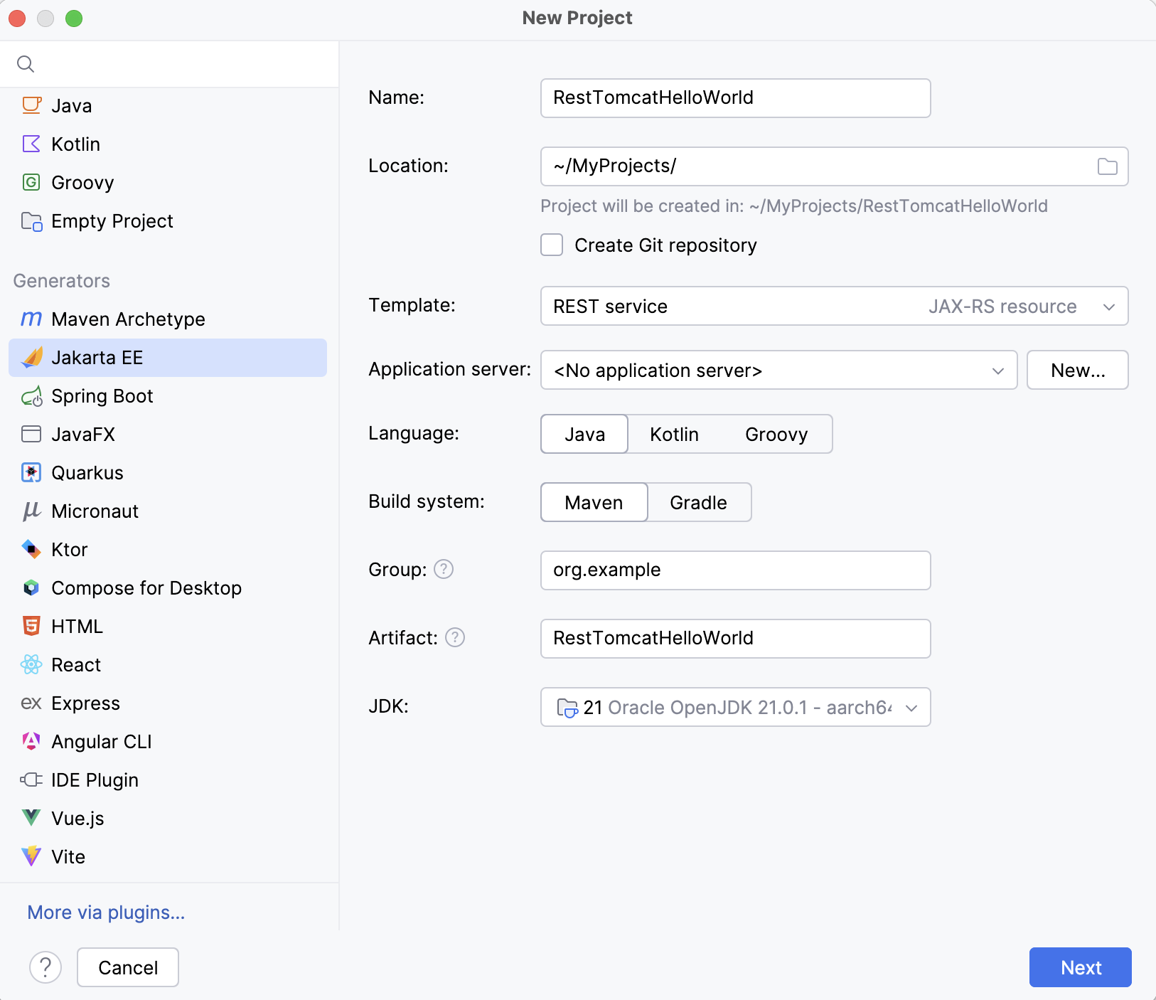 New Java Enterprise project wizard New Java Enterprise project wizard