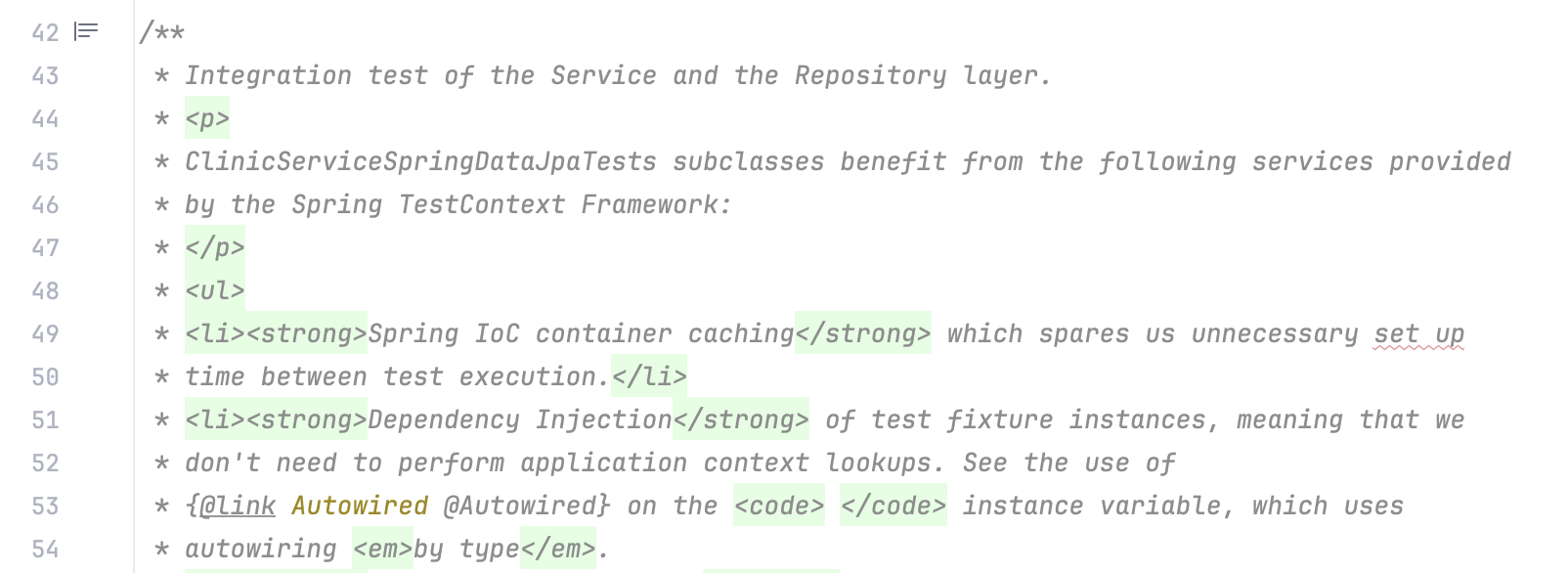 Example of a traditional Javadoc comment Example of a traditional Javadoc comment