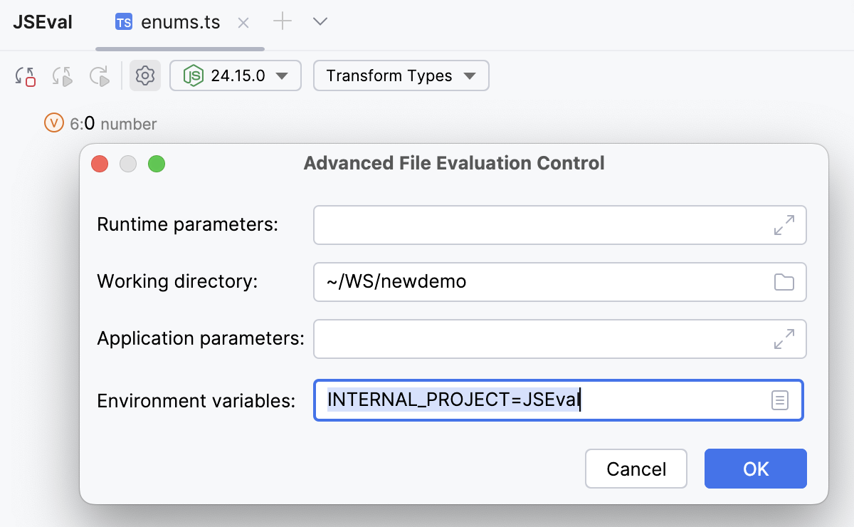 Advanced File Evaluation Control dialog