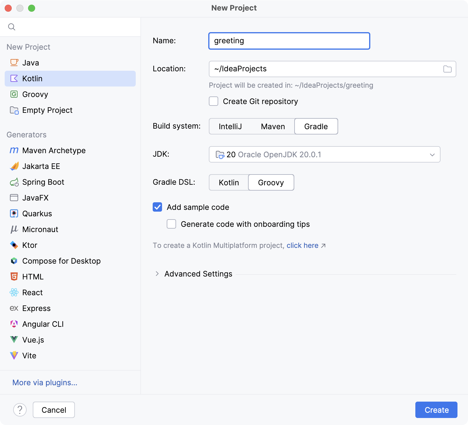 New Kotlin project with the Gradle build system with Groovy DSL New Kotlin project with the Gradle build system with Groovy DSL