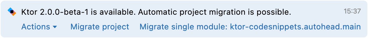Migrate project popup Migrate project popup