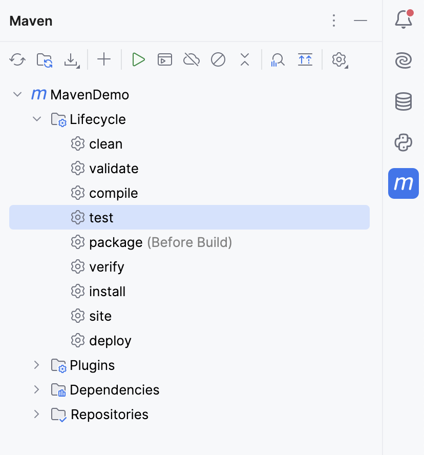 Maven 工具窗口 Maven 工具窗口