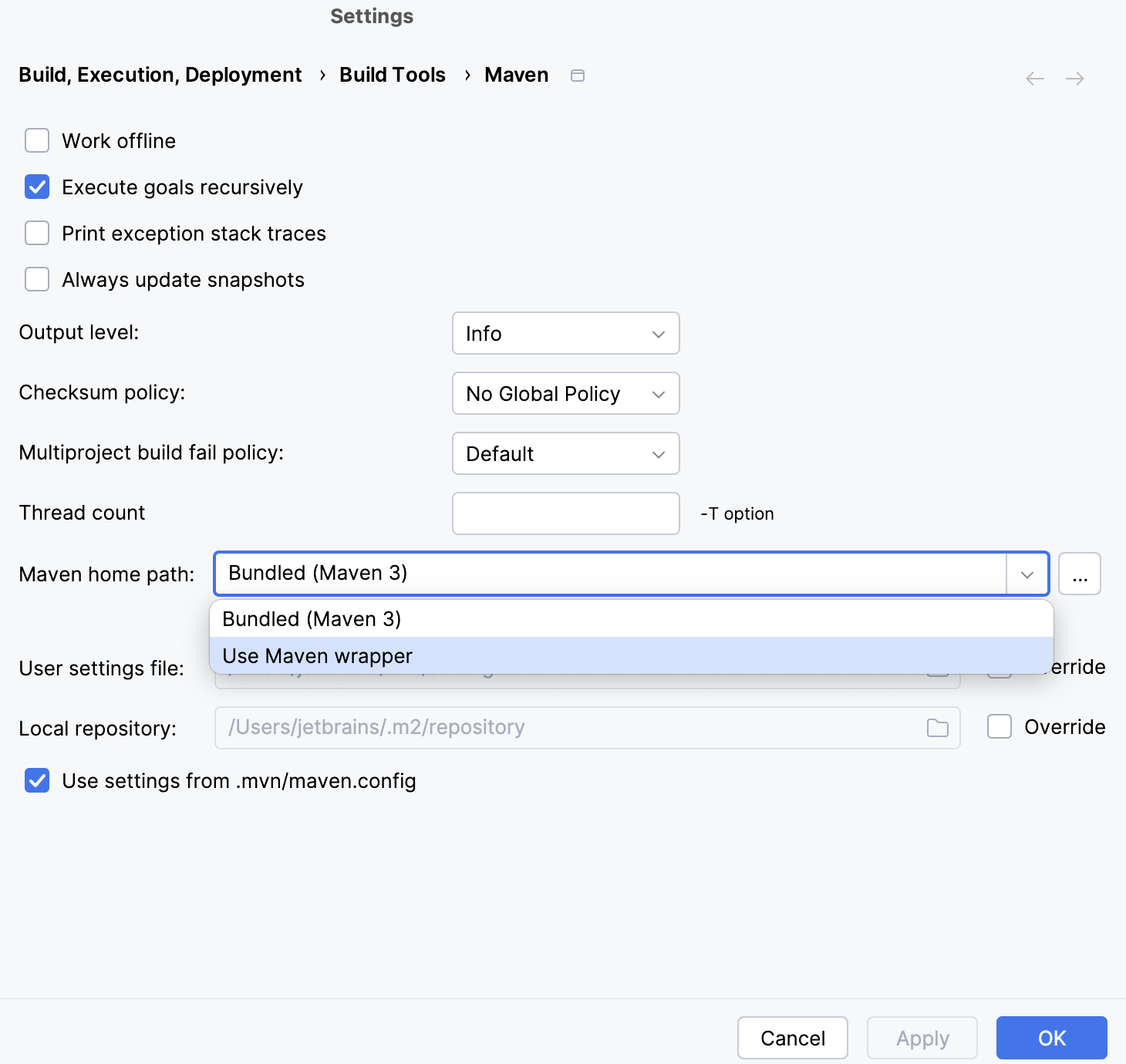 the Maven settings: Maven home path the Maven settings: Maven home path