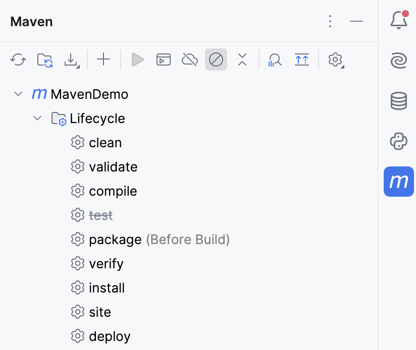 Maven 工具窗口 Maven 工具窗口