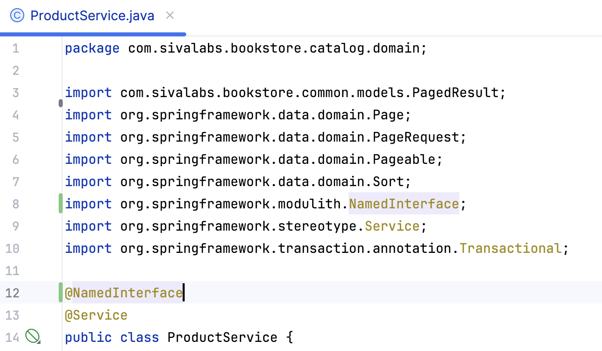 A class with the added @NamedInterface annotation