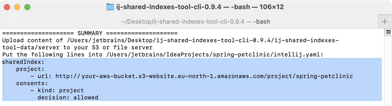Shared indexes are generated Shared indexes are generated