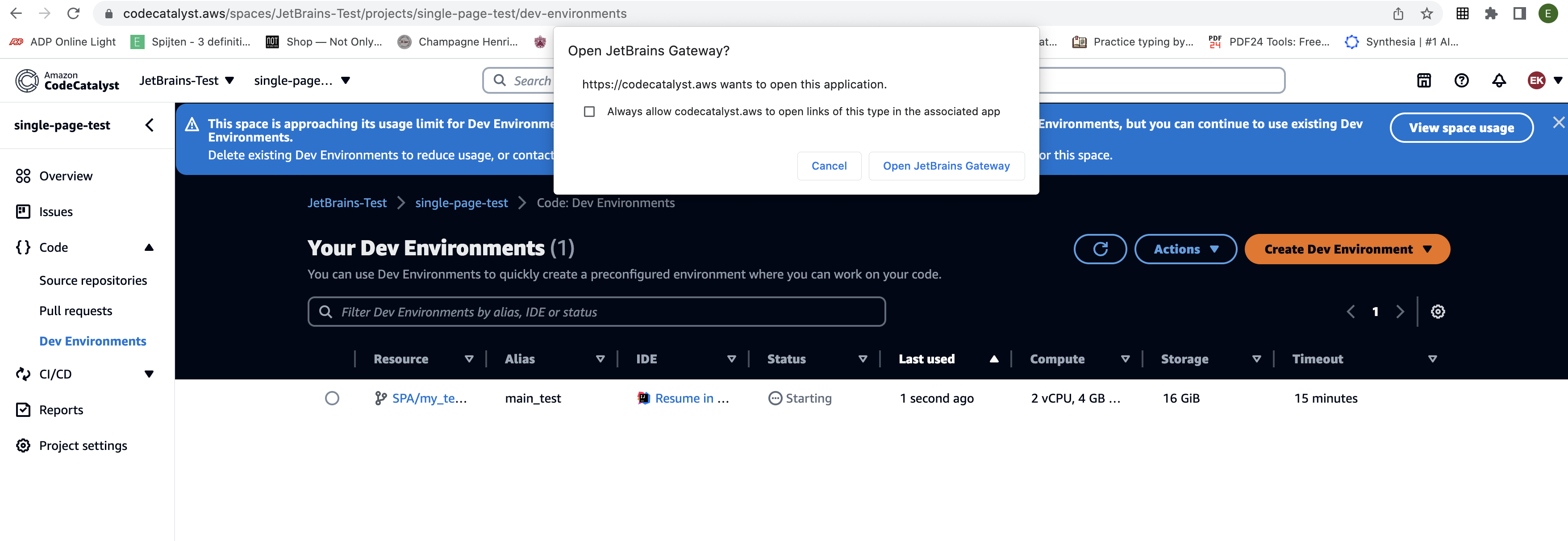在 JetBrains Gateway 中打开 在 JetBrains Gateway 中打开