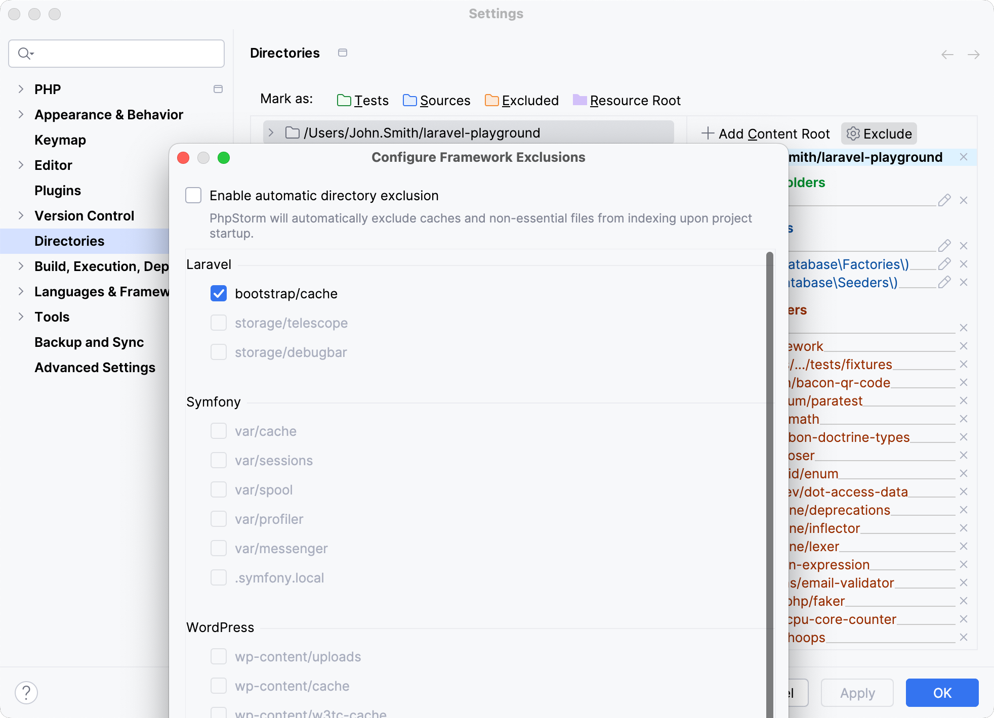 Exclude folders