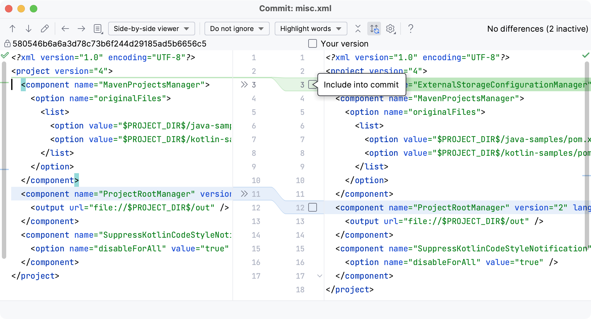 Partial commit dialog Partial commit dialog