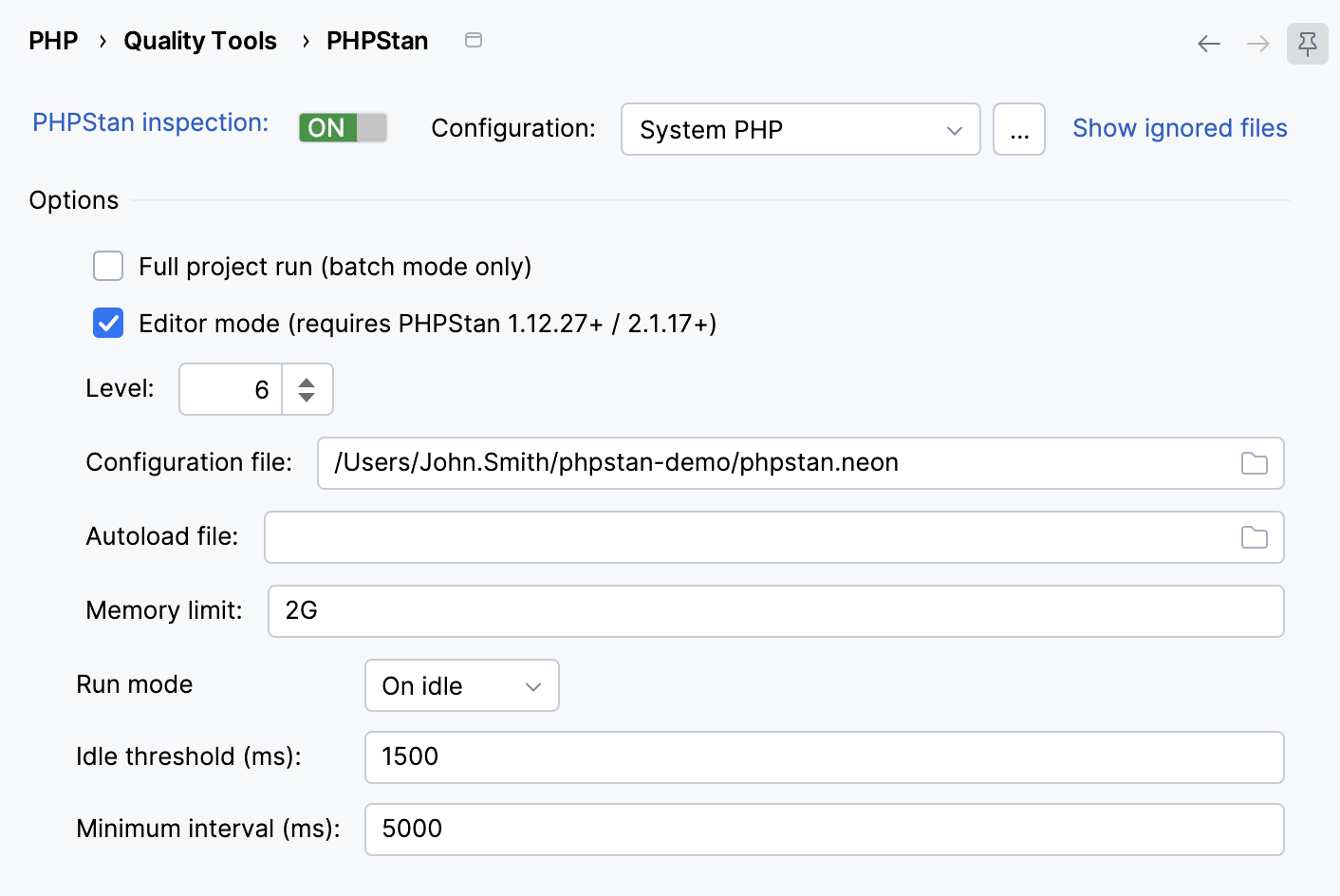 PHPStan settings PHPStan settings