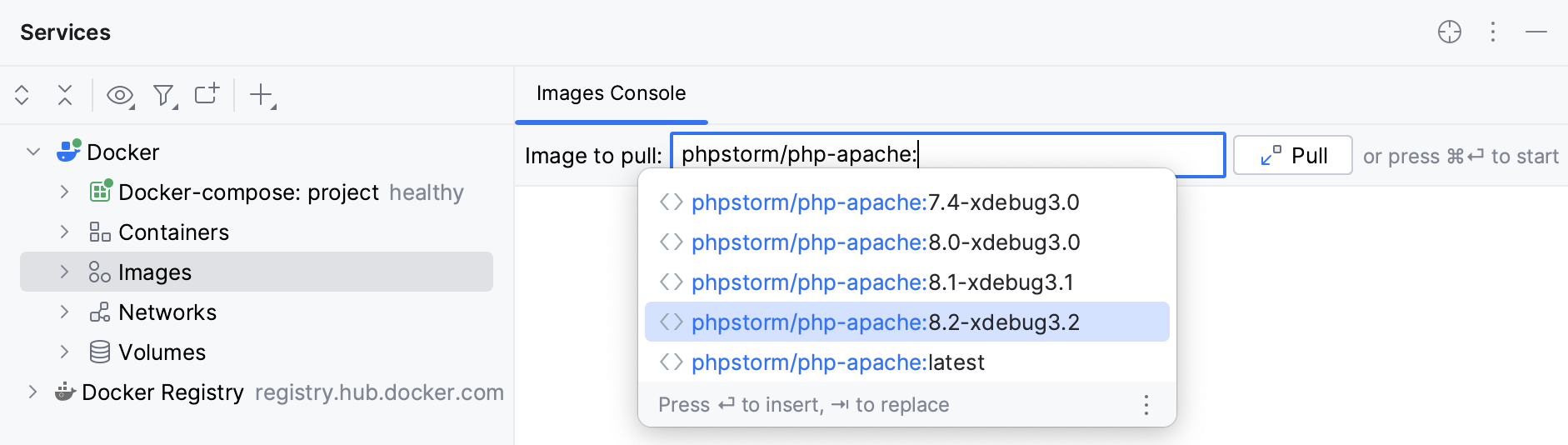 The Pull Image dialog The Pull Image dialog