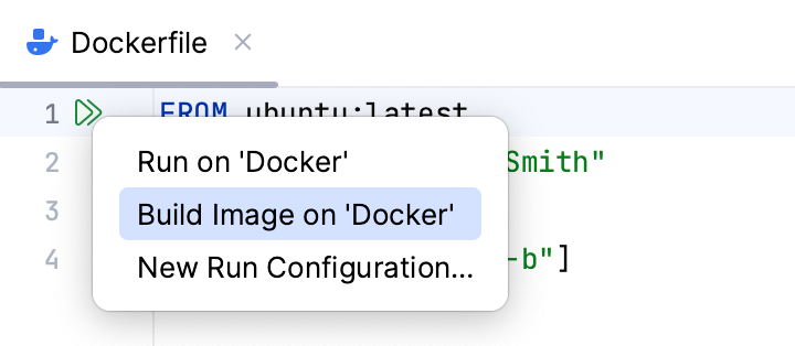 The Run on Docker popup The Run on Docker popup