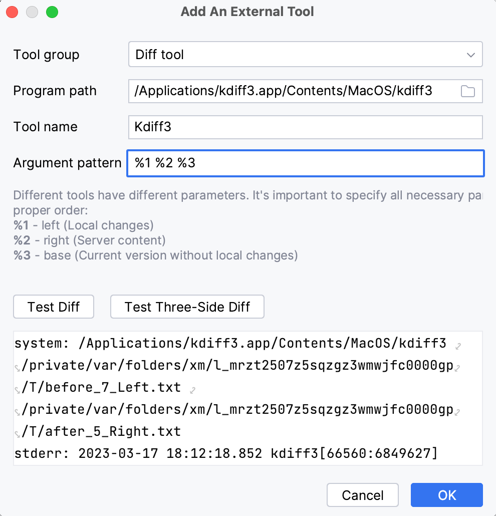 Add kdiff3 as an external diff tool Add kdiff3 as an external diff tool