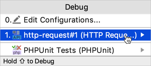 Run configuration popup Run configuration popup
