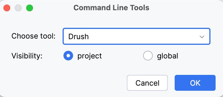 the Command Line Tools dialog the Command Line Tools dialog