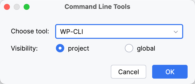 the Command Line Tools dialog the Command Line Tools dialog