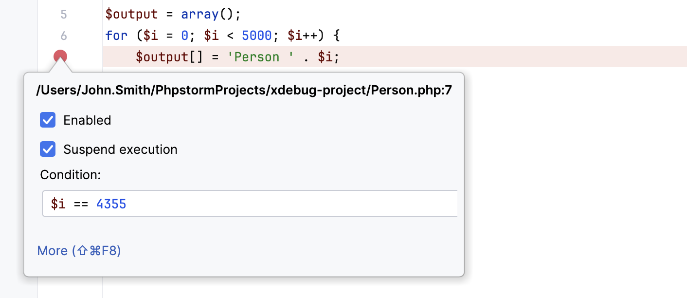 Hitting a conditional breakpoint Hitting a conditional breakpoint