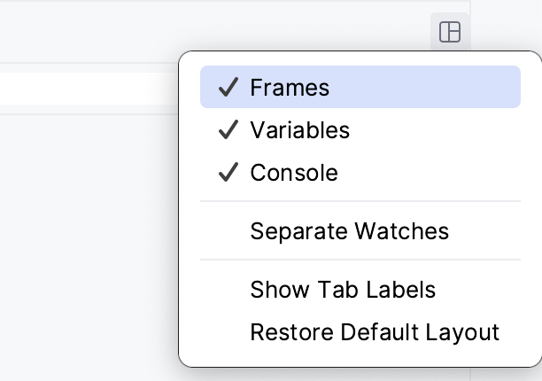 Layout options menu Layout options menu
