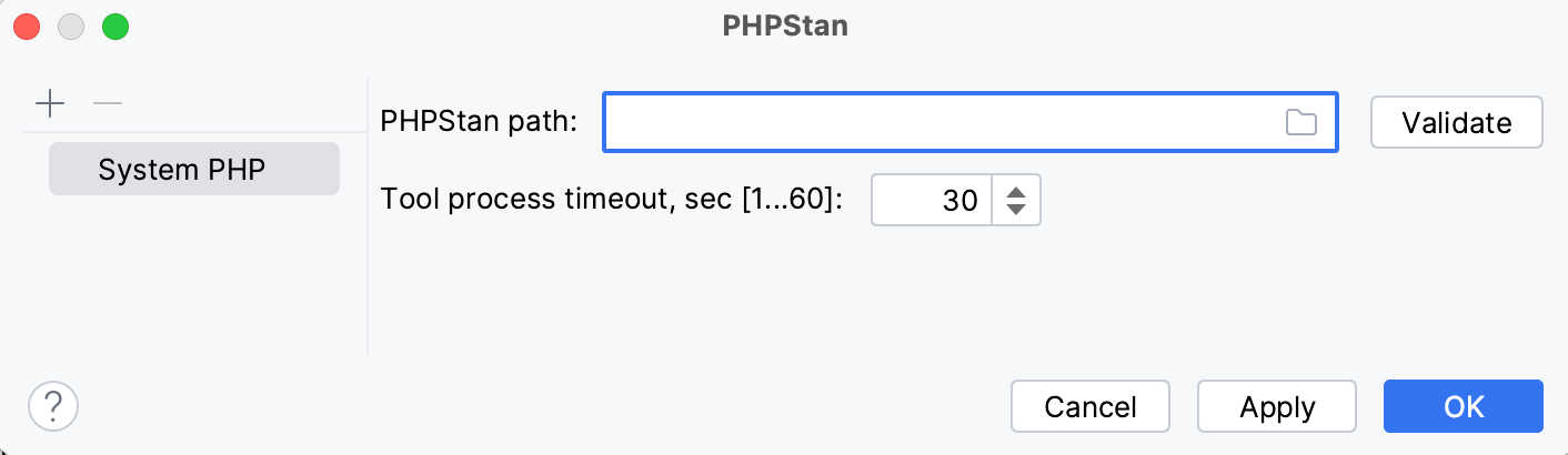 Empty PHPStan path field Empty PHPStan path field