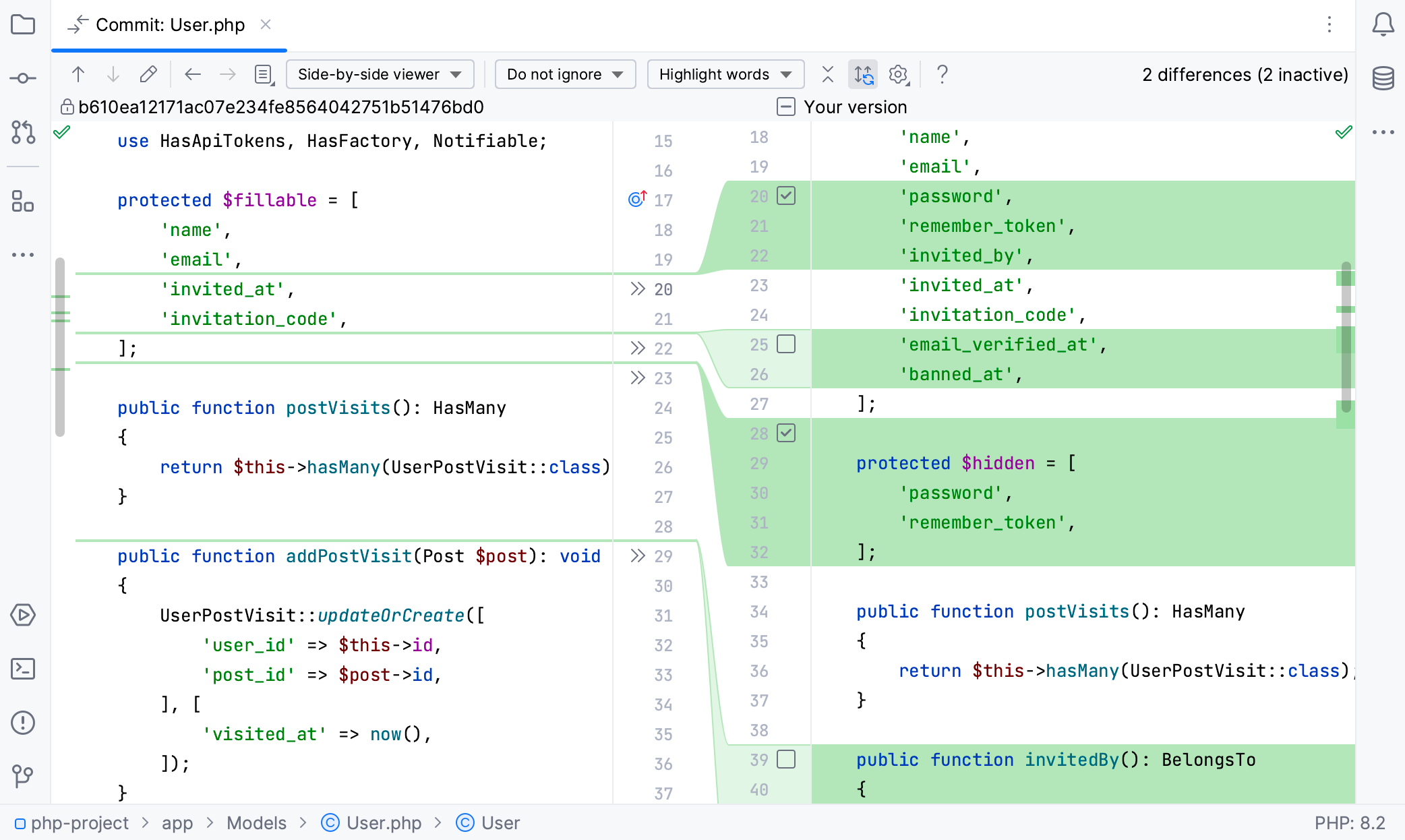 PhpStorm: Partial commit dialog PhpStorm: Partial commit dialog