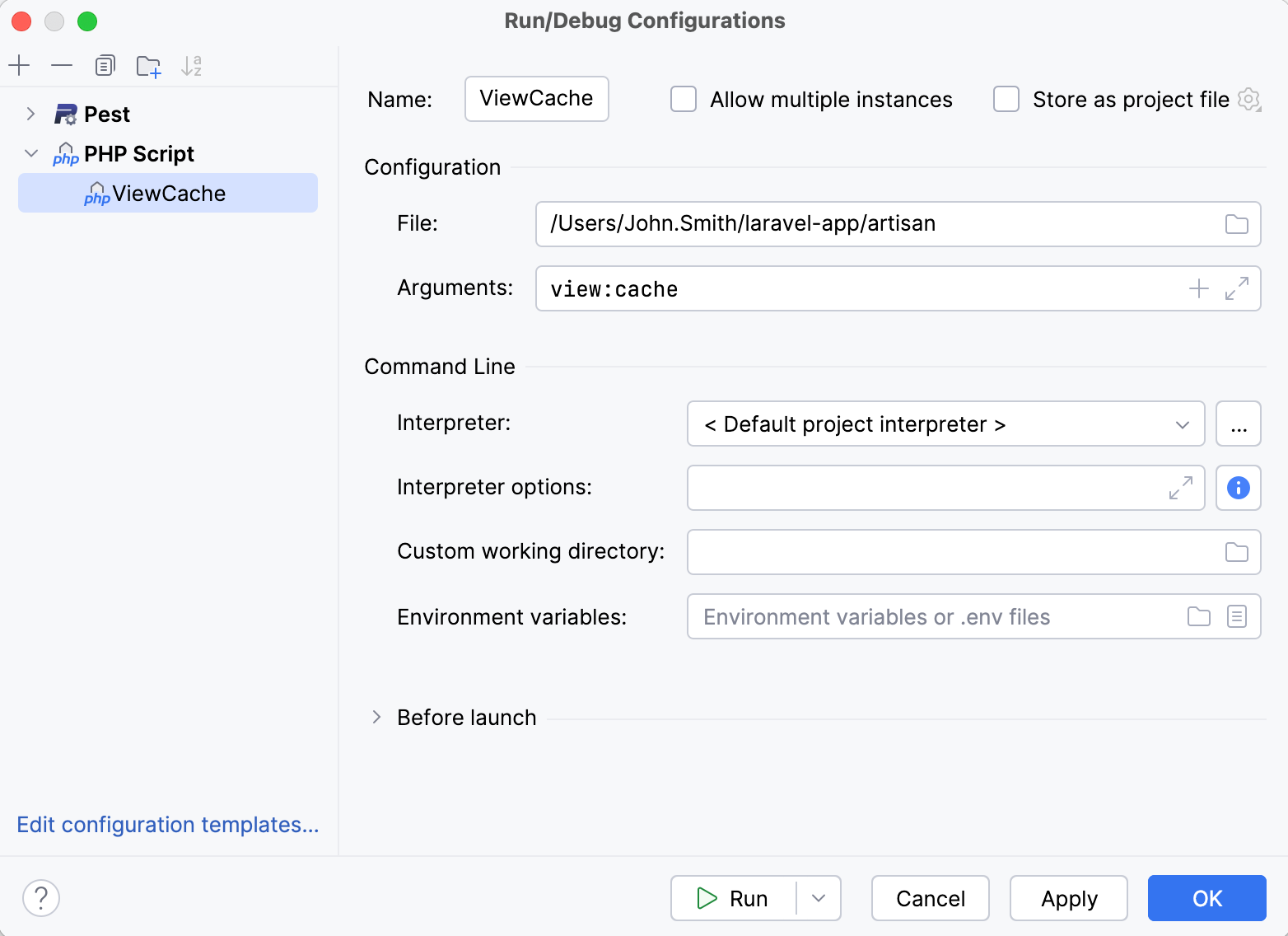 PHP Script run/debug configuration for Artisan PHP Script run/debug configuration for Artisan
