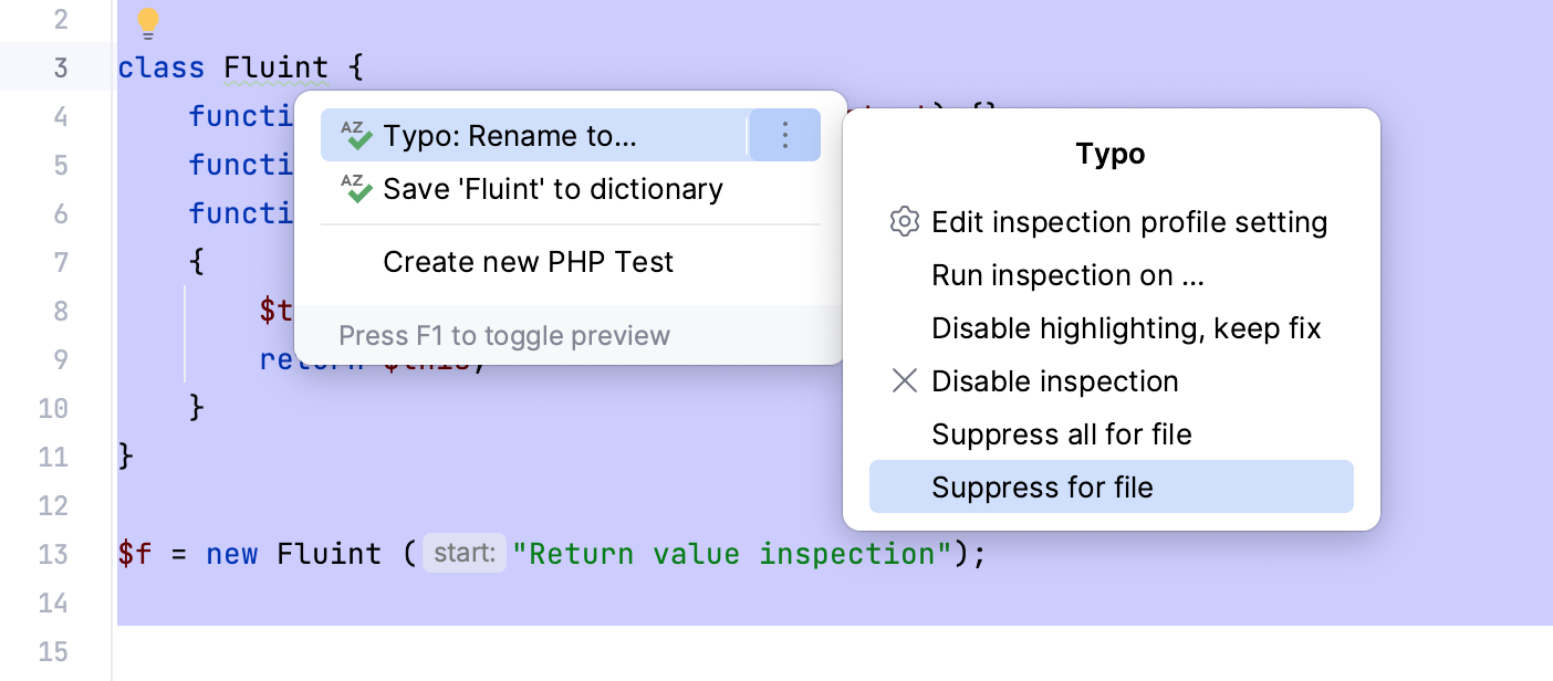 How to suppress the Typo inspection How to suppress the Typo inspection