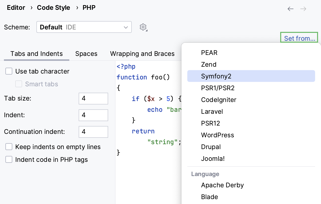 Symfony code style settings Symfony code style settings