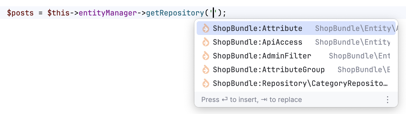 Symfony Doctrine repository completion Symfony Doctrine repository completion